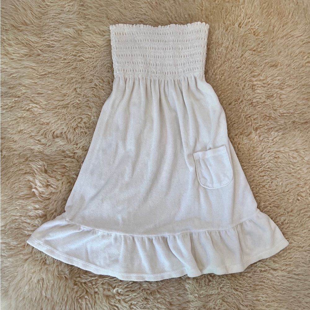 VTG Juicy Couture Y2K WHITE Terry Cloth Dress Swim Beach Cover Up Size P/S Dress